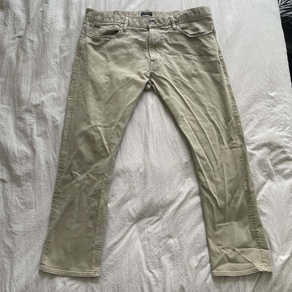 Polo Ralph Lauren Sullivan Slim Jeans Mens 38x30 Beige Khaki Tan Denim Preppy