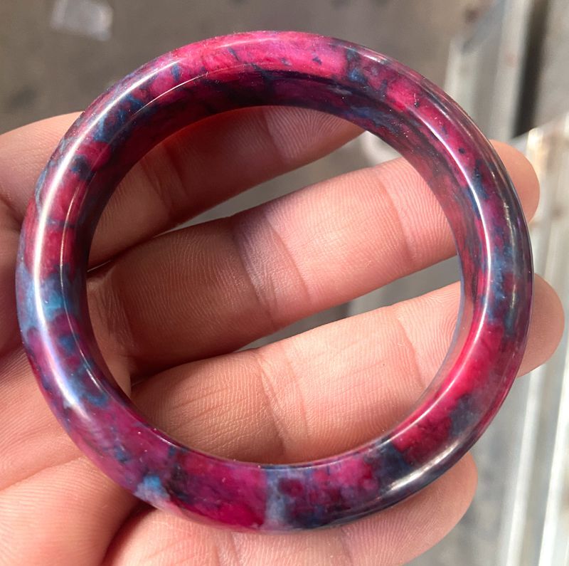 Peacock red peach blossom jade healing bangle bracelet 56-64mm