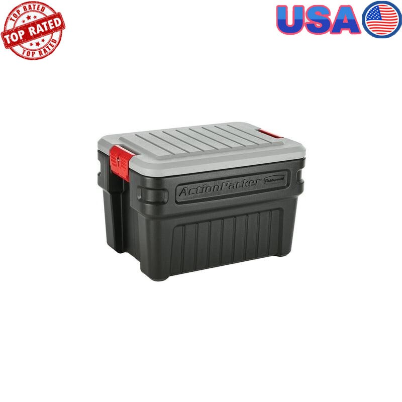 Heavy Duty 24 Gallon Black ActionPacker Stackable Impact Resistant Storage Bin