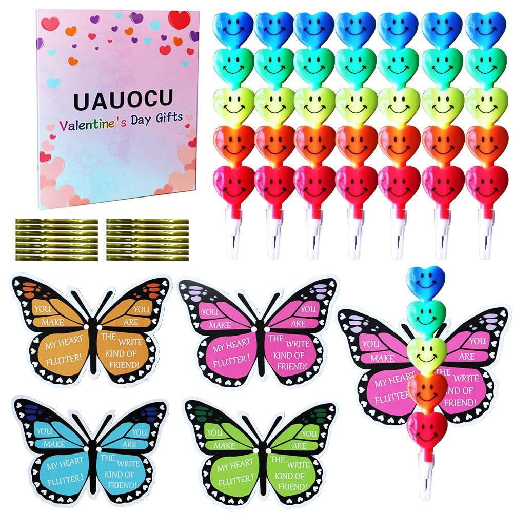 Valentines Day Classroom Cards Bulk Pack of 28 for Kids School Exchange