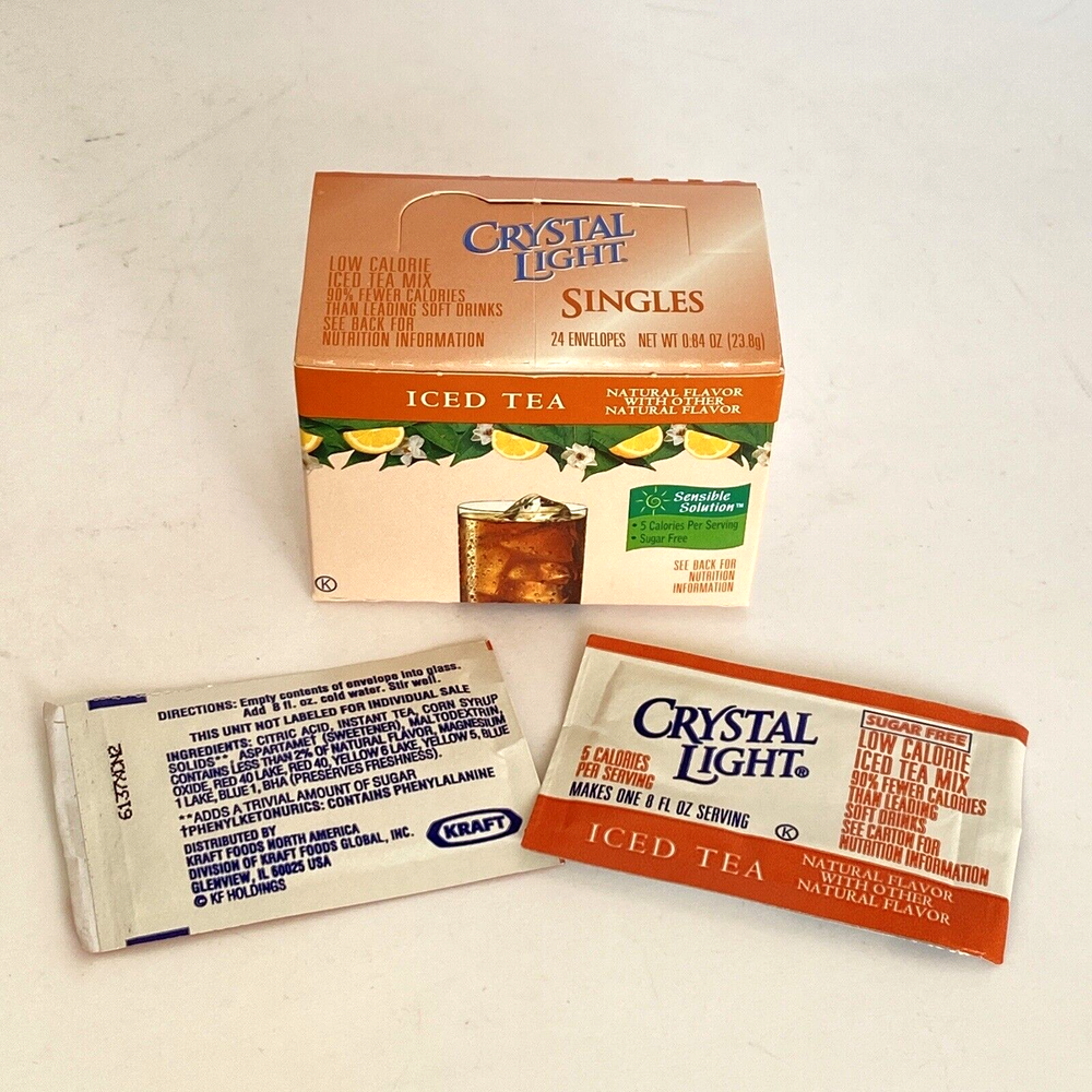 Crystal Light Sugar-Free Iced Tea Natural Flavor Drink Mix 24 Packets (1-Box)