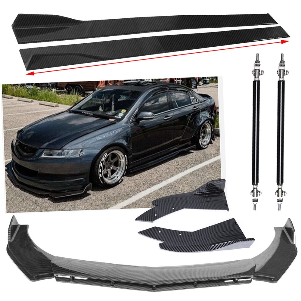 Carbon Fiber For Acura TSX 09-14 Front Bumper Lip Splitter Side Skirt Bod