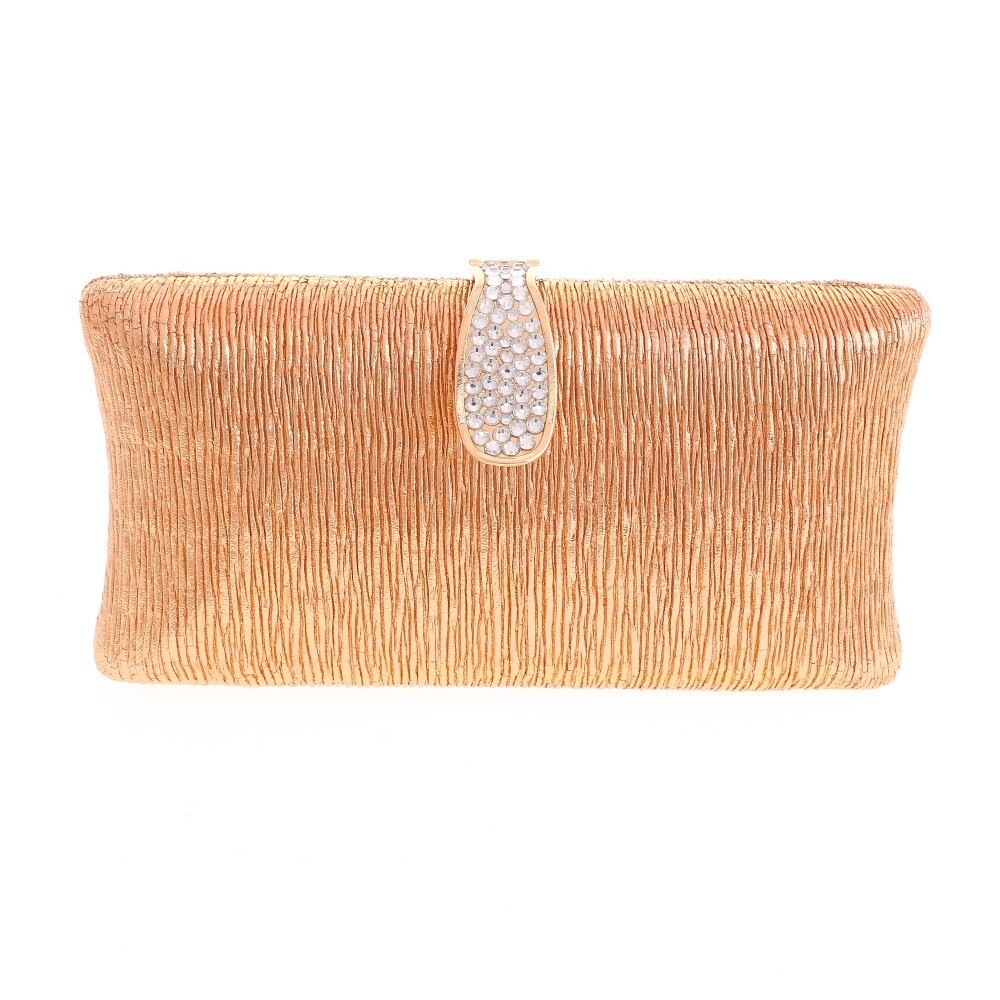 Gold Tone champagne Vinyl Fabric Clutch Evening Bag HSY096-CHP