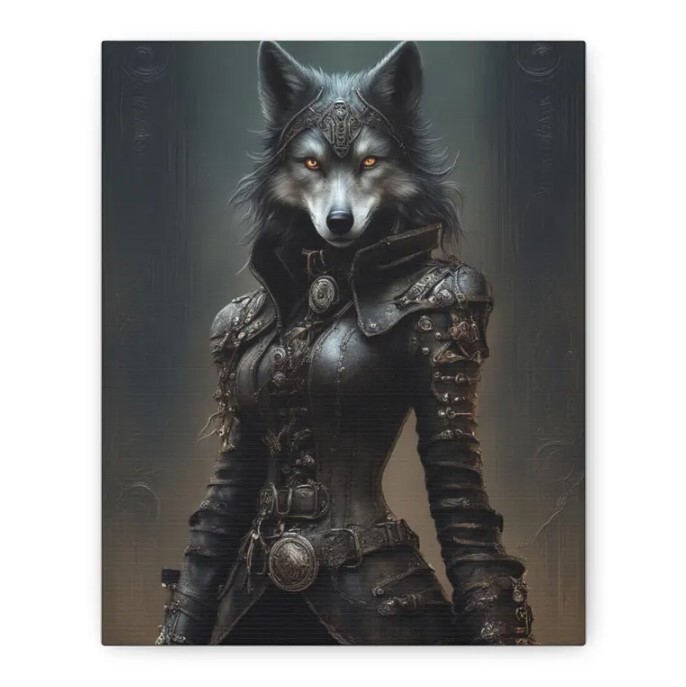 Fantasy Wall Art - Warrioress Wolf Home Decor for Fans