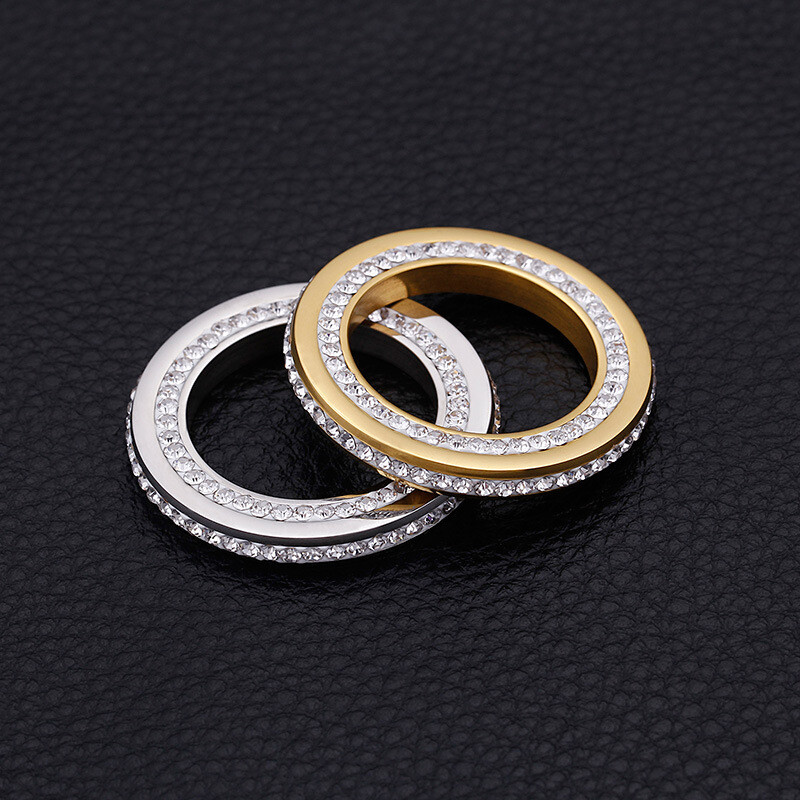 Titanium steel jewelry accessories double row full of drill round hollow men