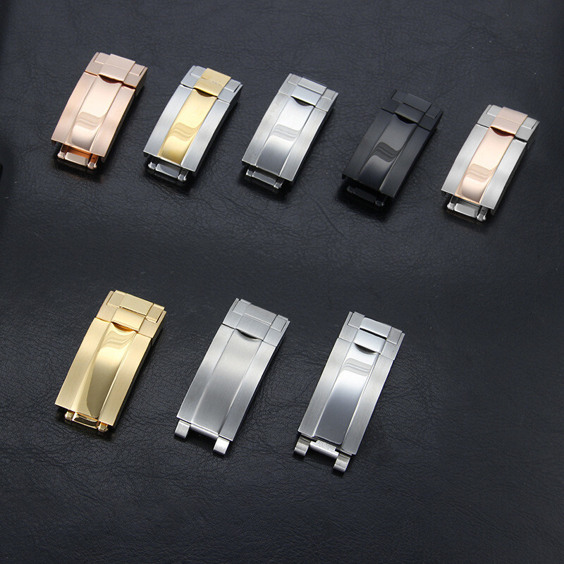 Stainless Steel Glide-Lock Buckle for Rolex GMT Daytona 16x9mm Two-Tone Gold