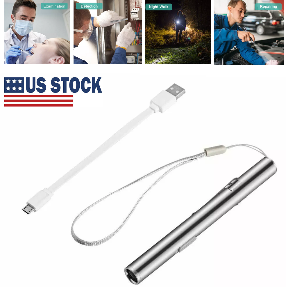 Rechargeable Portable LED Pen Light for Doctors and Nurses Mini Pocket Torch US