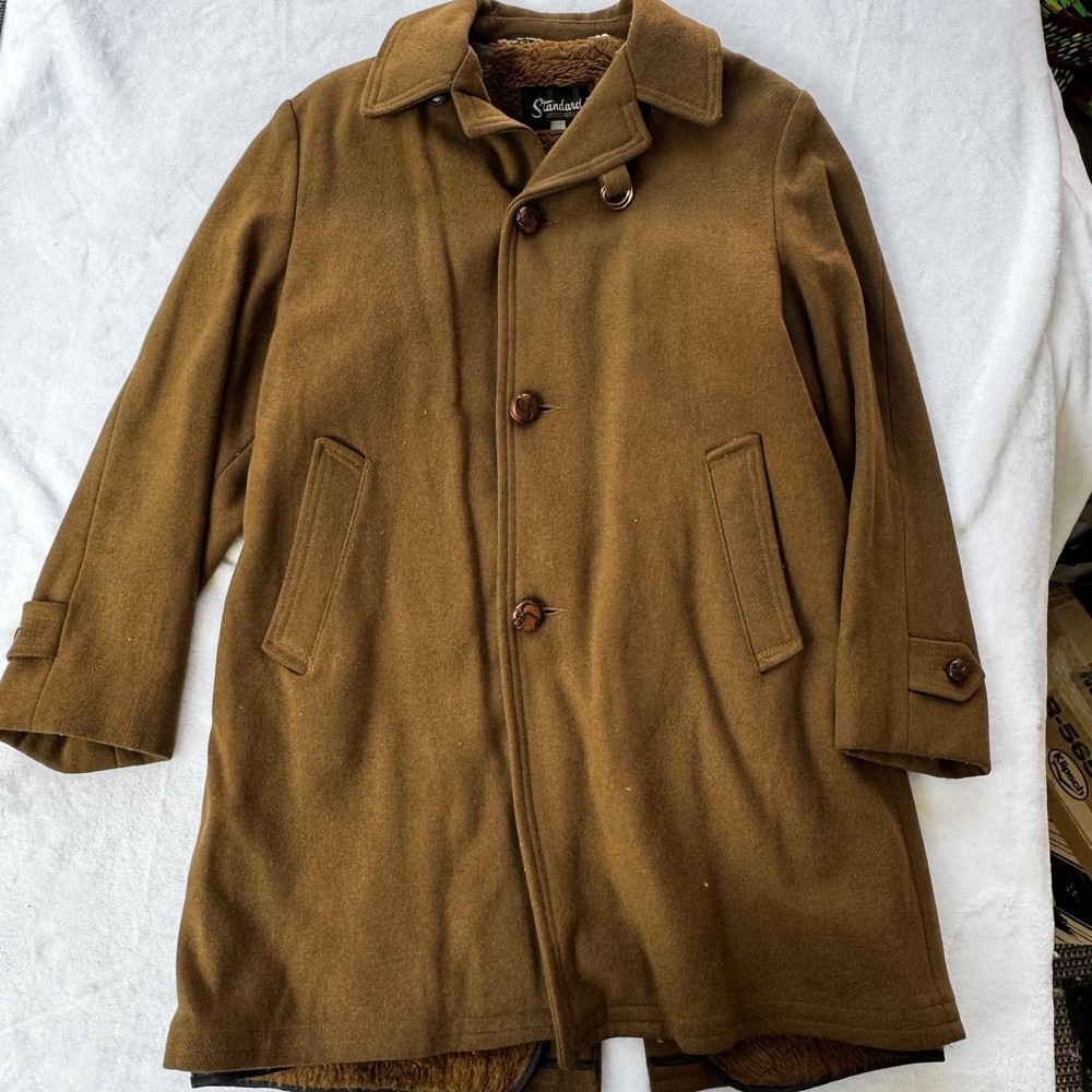 Vintage Standard Sportswear Coat Mens 36 Brown Wool Borg Lined Winter Jacket 60s
