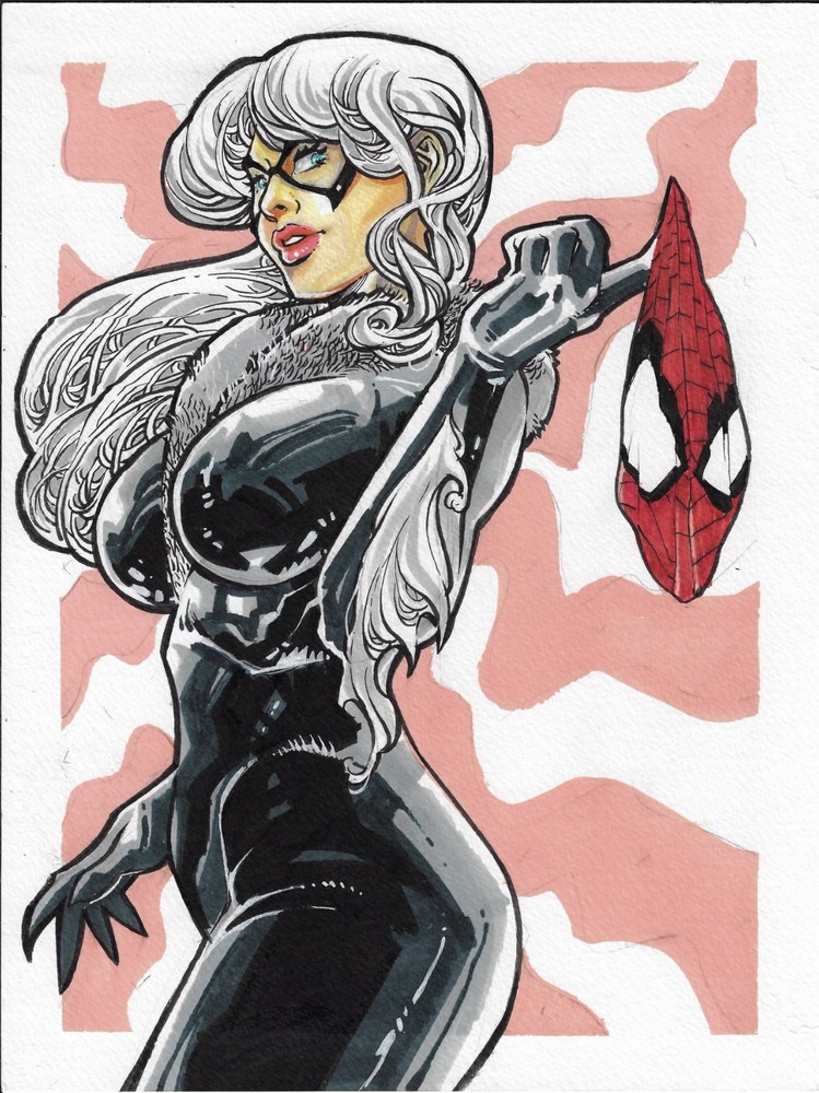 Black Cat 10x13 original comic art by Rick Whatson - TramaStudio