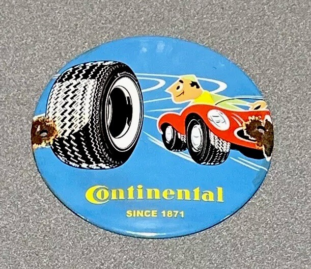 VINTAGE DOMED CONTINENTAL TIRES PORCELAIN SIGN CAR GAS OIL TRUCK