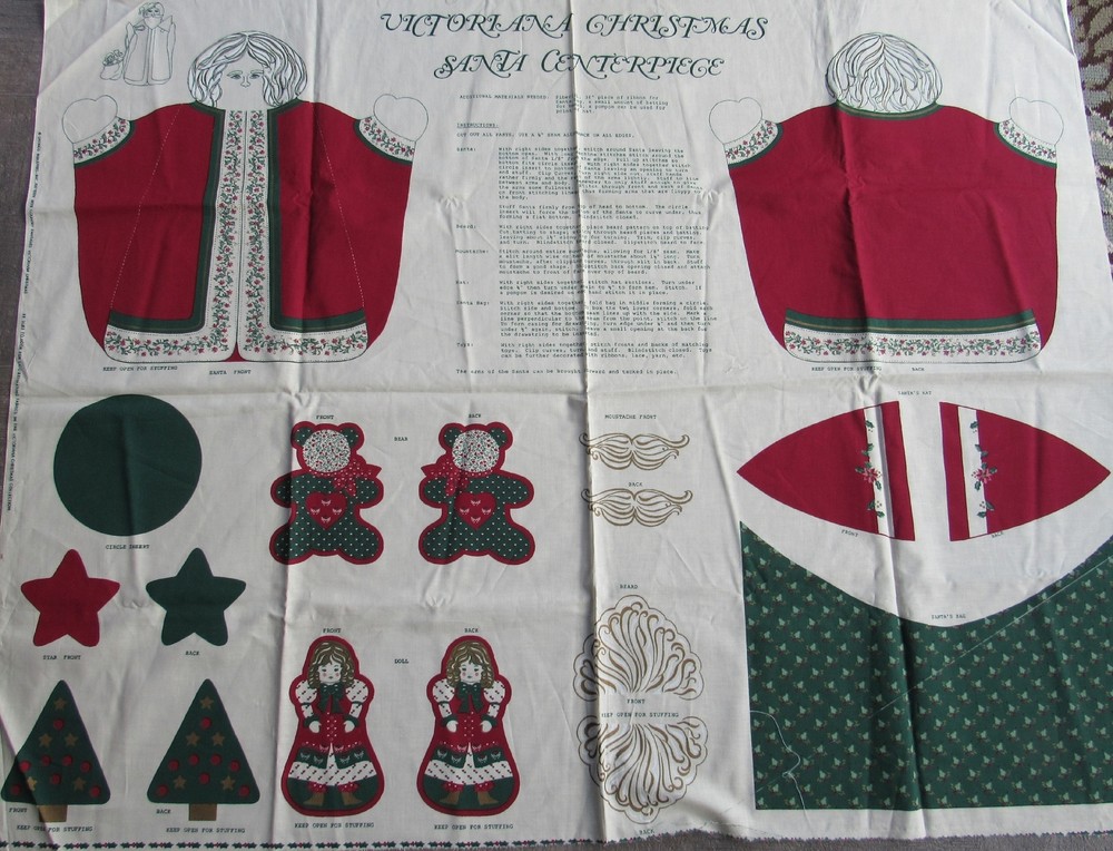VICTORIANA CHRISTMAS SANTA CENTERPIECE Victorian Holiday Cut & Sew Fabric Panel