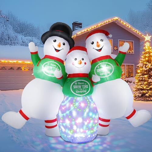 6.5 FT Christmas Inflatable Snowman Decorations - Blow Up 6.5FT Snowman Family