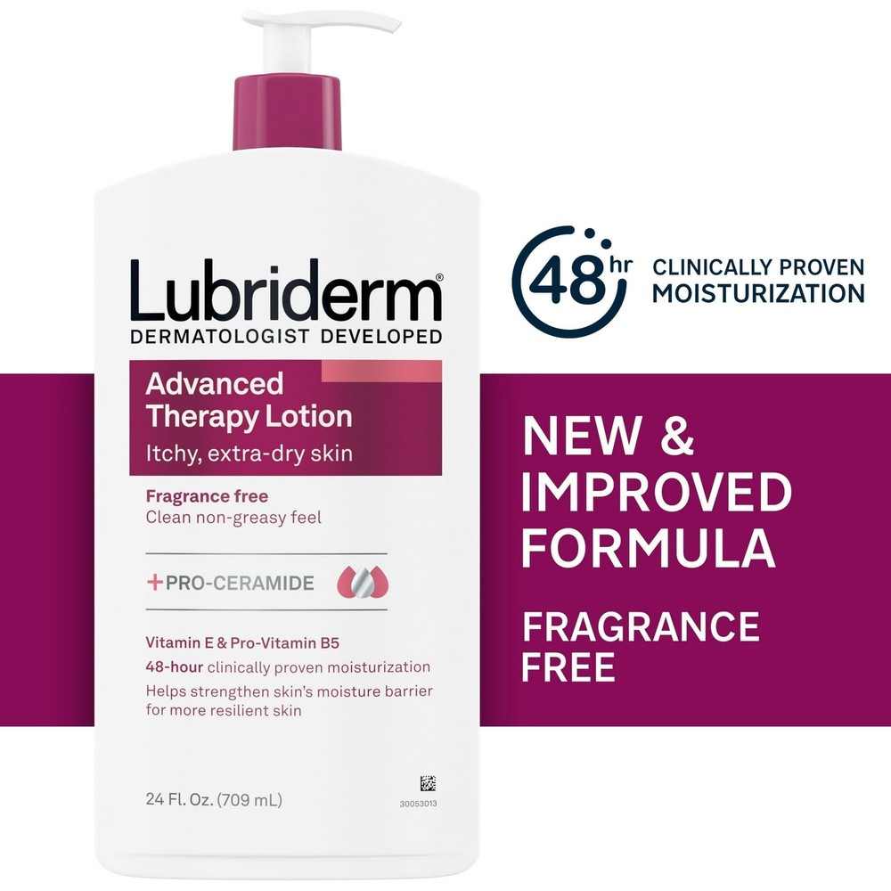 Lubriderm Advanced Therapy Moisturizing Lotion Extra Dry Skin 24oz (3 Pack)