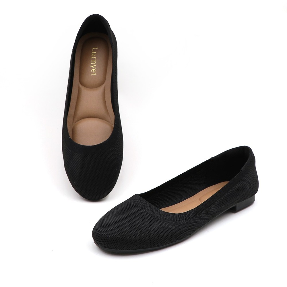 Lurnyet Women's Cusioned Insole Classic Round Toe Ballerina Flat