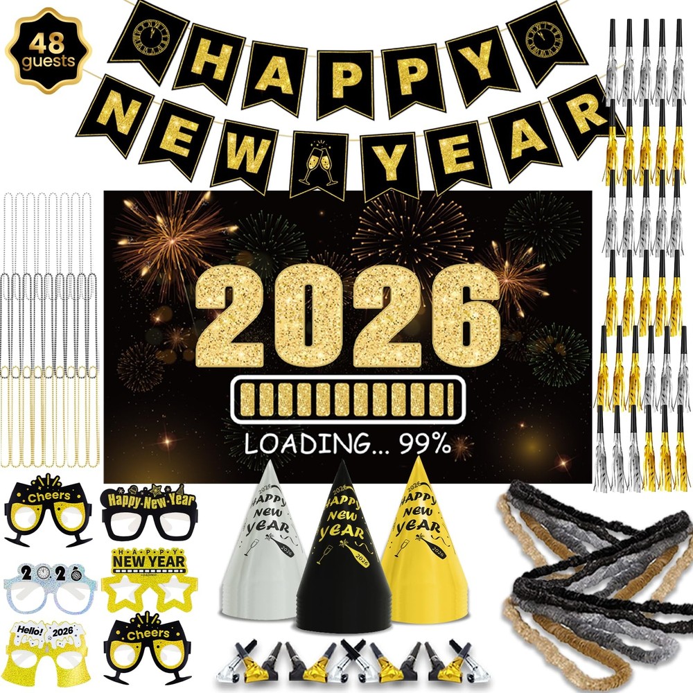 New Years Eve Party Supplies 2026 - Happy New Year Party Supplies Kit for 50 ...-image