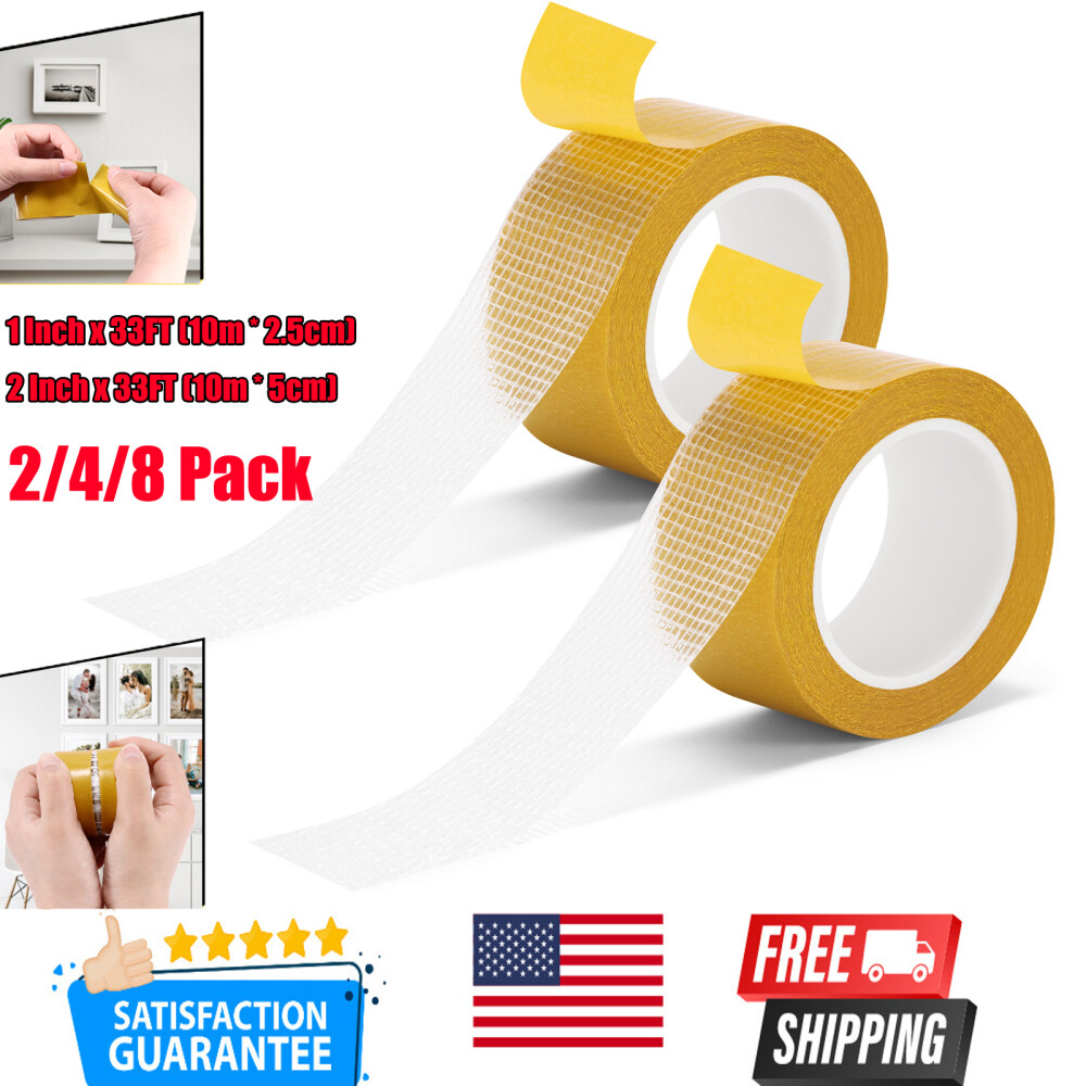 Double Sided`Tape Heavy Duty Fiberglass Mesh Adhesive Transparent-Tape-Removable