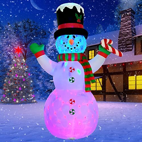 Inflatable Christmas Yard Decorations 8ft Giant Cute Blow Up Snowman