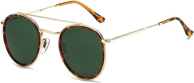 Green Lens Aviator Dupes with Square Hexagonal Frames - Trendy Unisex Shades