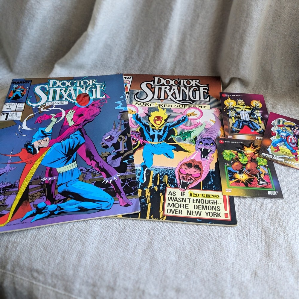 1989 Dr Strange Sorcerer Supreme Comic Book Bundle And Marvel Cards