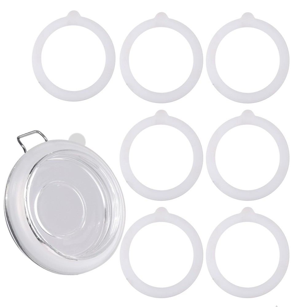 7 Pack Rubber Seals for Glass Jars, Airtight Silicone Jar Gaskets, White