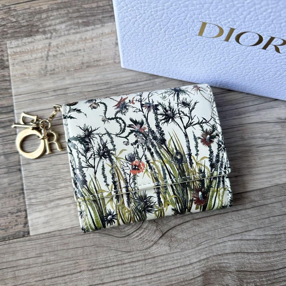 Dior Lotus Tri-Fold Wallet Multi-Color Spring Summer Pre-Owned