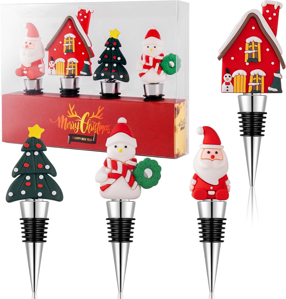 Set of 4 Christmas Wine Stuffed Christmas Decoration, Christmas Party Decoration
