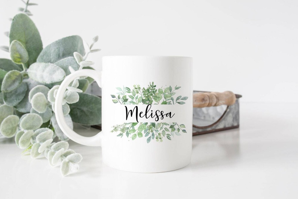 Personalized Mug For Women Bridal Party Gift Bridesmaid Gift Idea Split Greenery