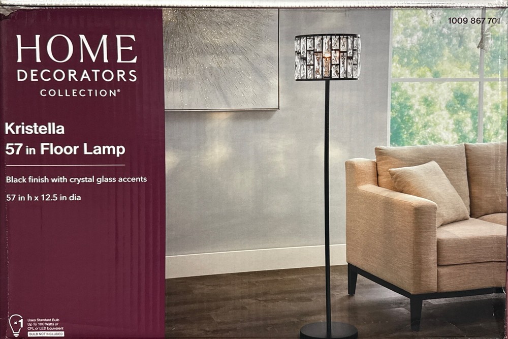 Home Decorators Kristella 57” Floor Lamp Metal with Crystal Black