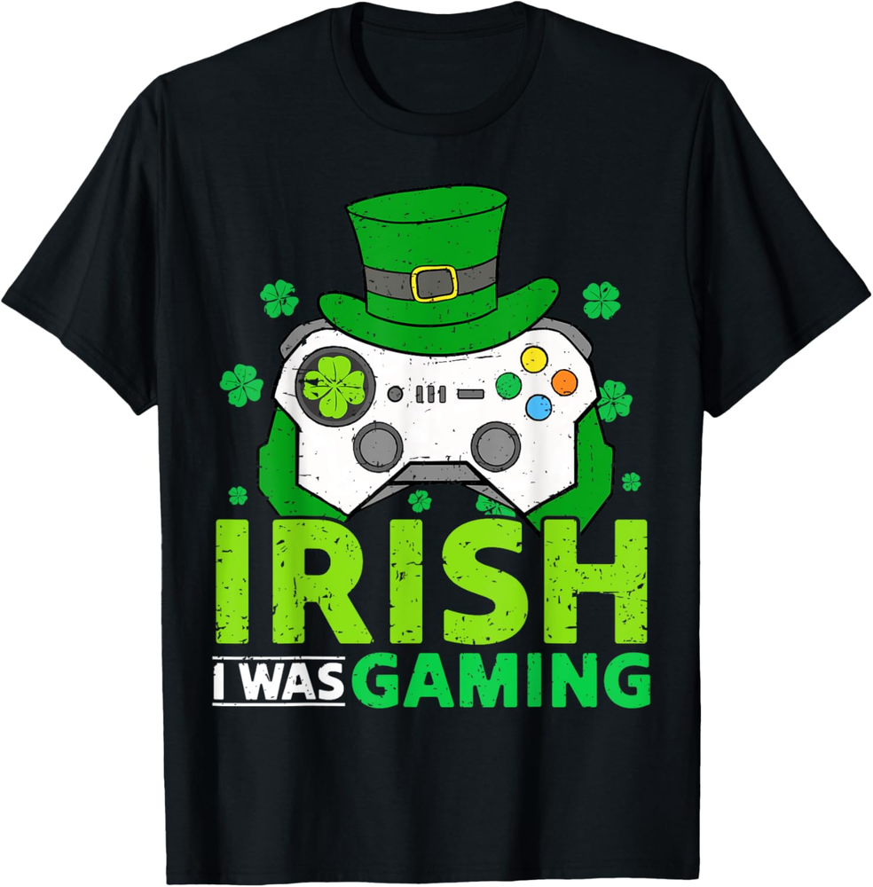 Boys St Patricks Day Video Game Irish I Was Gaming Gamer T Shirt