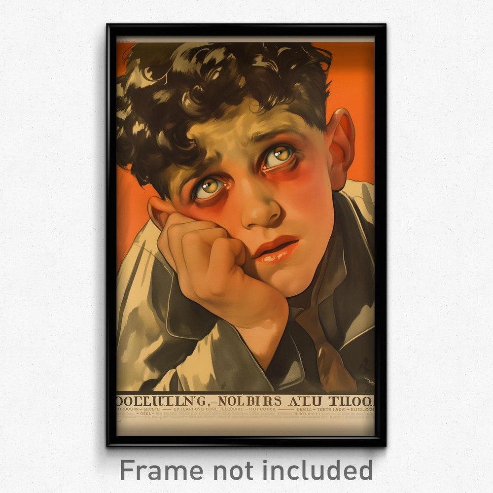 Vintage German Movie Poster with Striped Ribbon and Fascinated Man