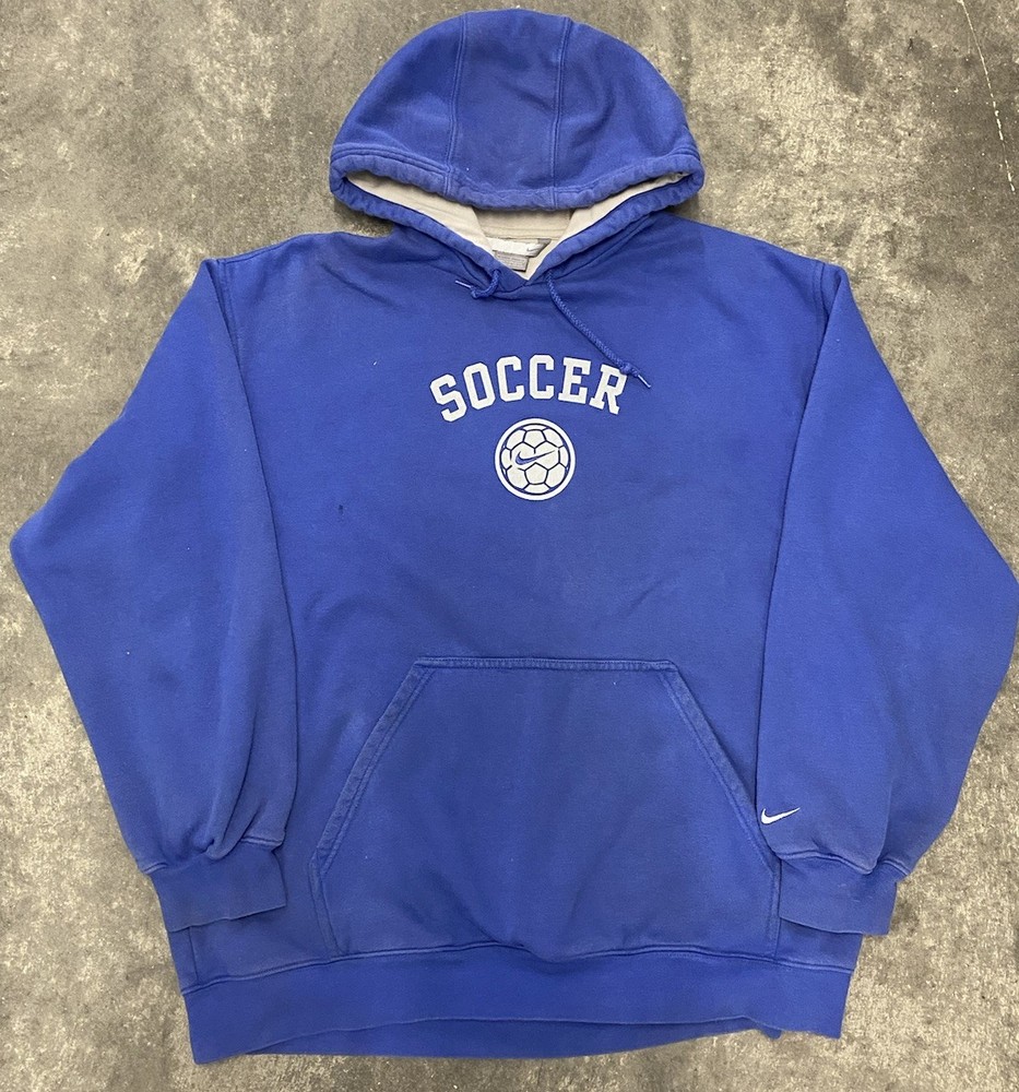 Vintage Nike Center Swoosh Hoodie Men’s Size Large Two Toned Soccer Y2K Grey Tag