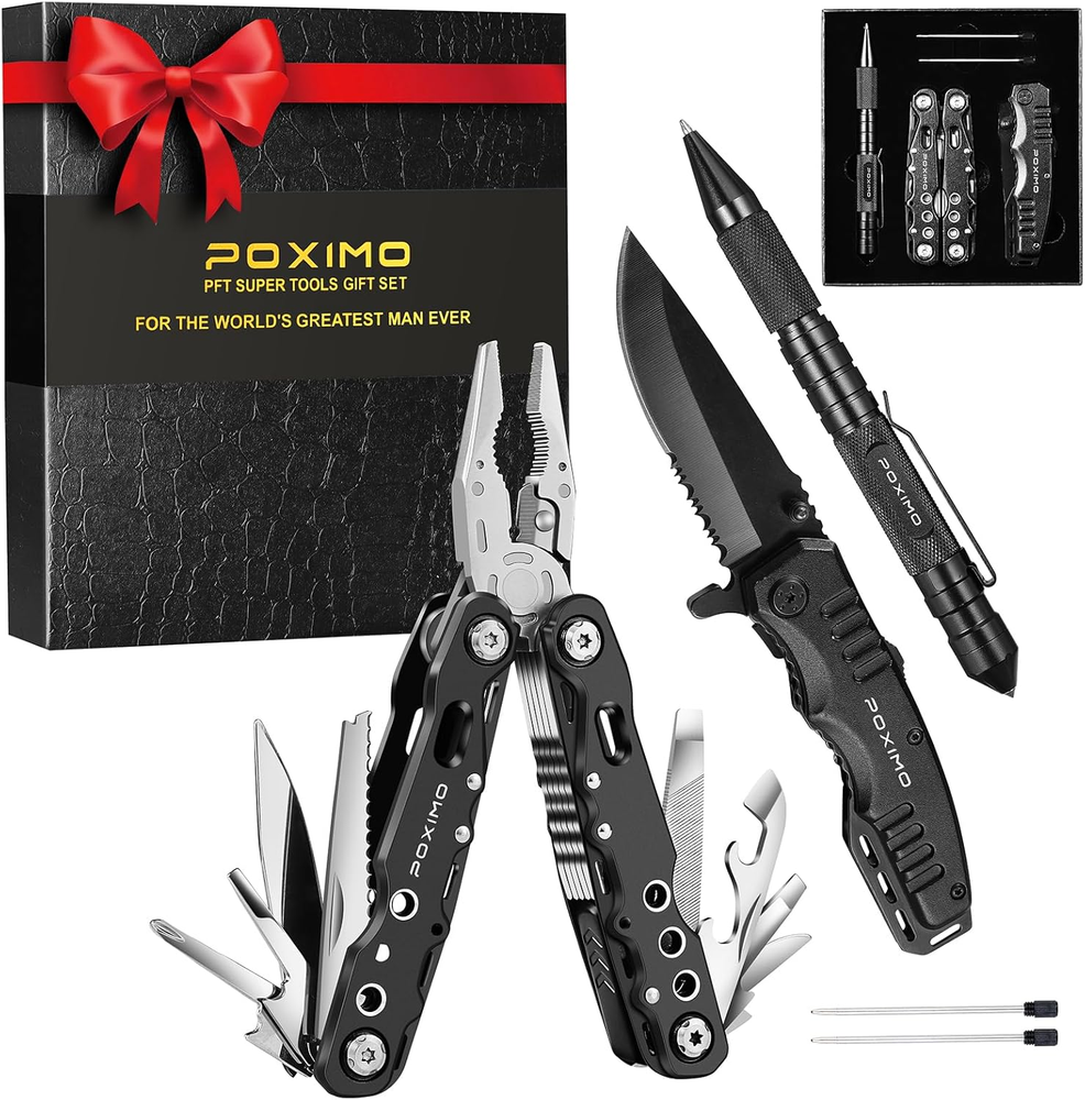 3-in-1 EDC Survival Kit for Men - 14-in-1 Multitool Gift Set for Dad