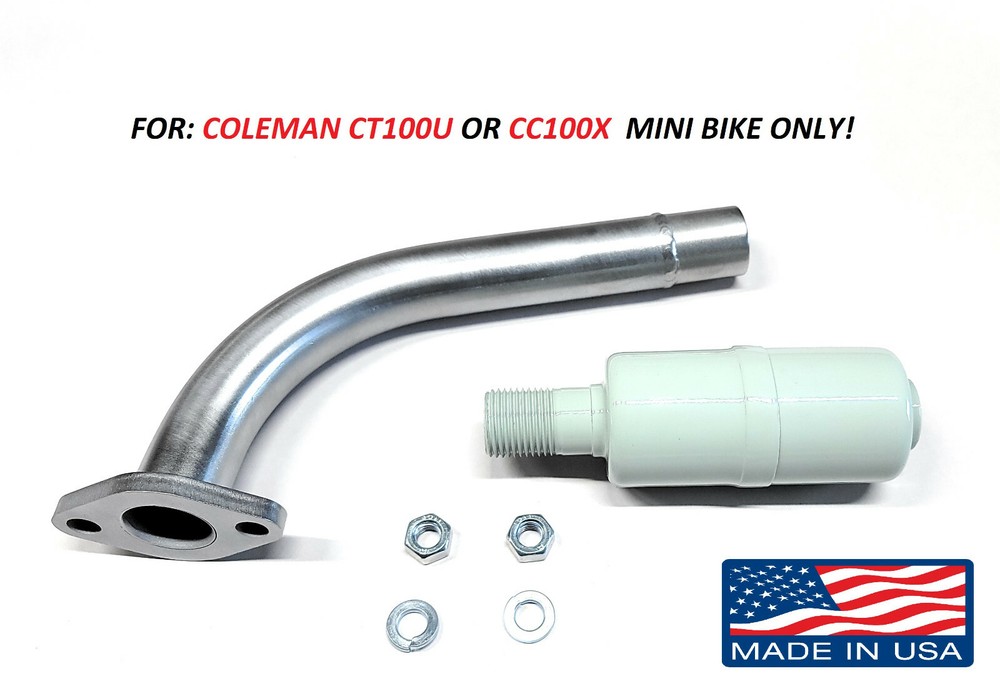 Exhaust With Muffler for: Coleman ct100u or Coleman cc100x Mini bike only.