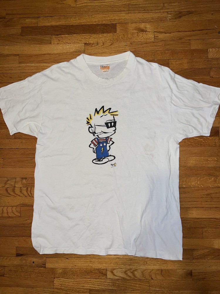 Vintage Grateful Dead Spaceman Spliff Calvin & Hobbes Peach 1990  XL RARE
