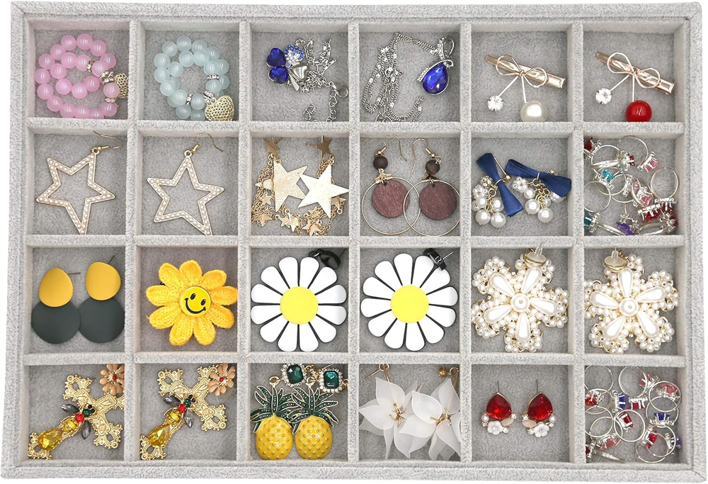 Jewelry Organizer Stackable Earring Tray Drawer Inserts Large Drawer Jewelry Org