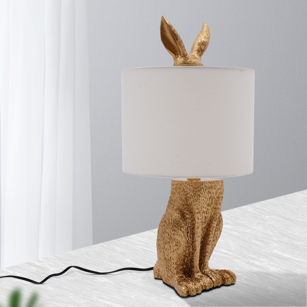 Rabbit Table Lamp Modern Golden Lamp Desk Light Office Bedroom Durable