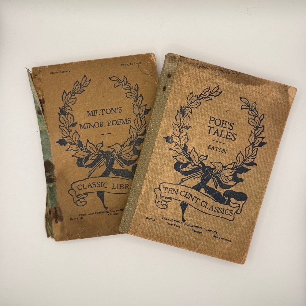 Antique 1906 Poe's Tales & Milton's Minor Poems Educational Publishing Co Books