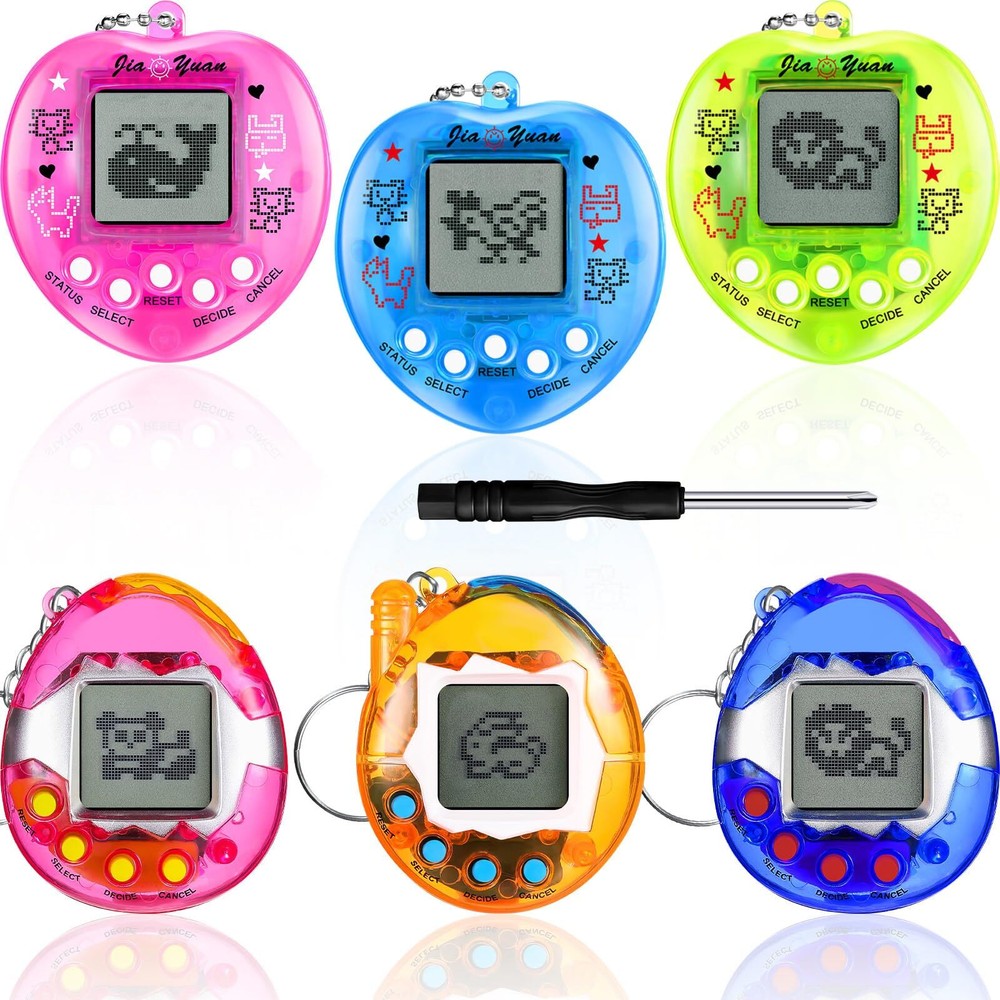 6 Pieces Virtual Pets Keychain Digital Nostalgic Electronic Pets Keychain Chr...