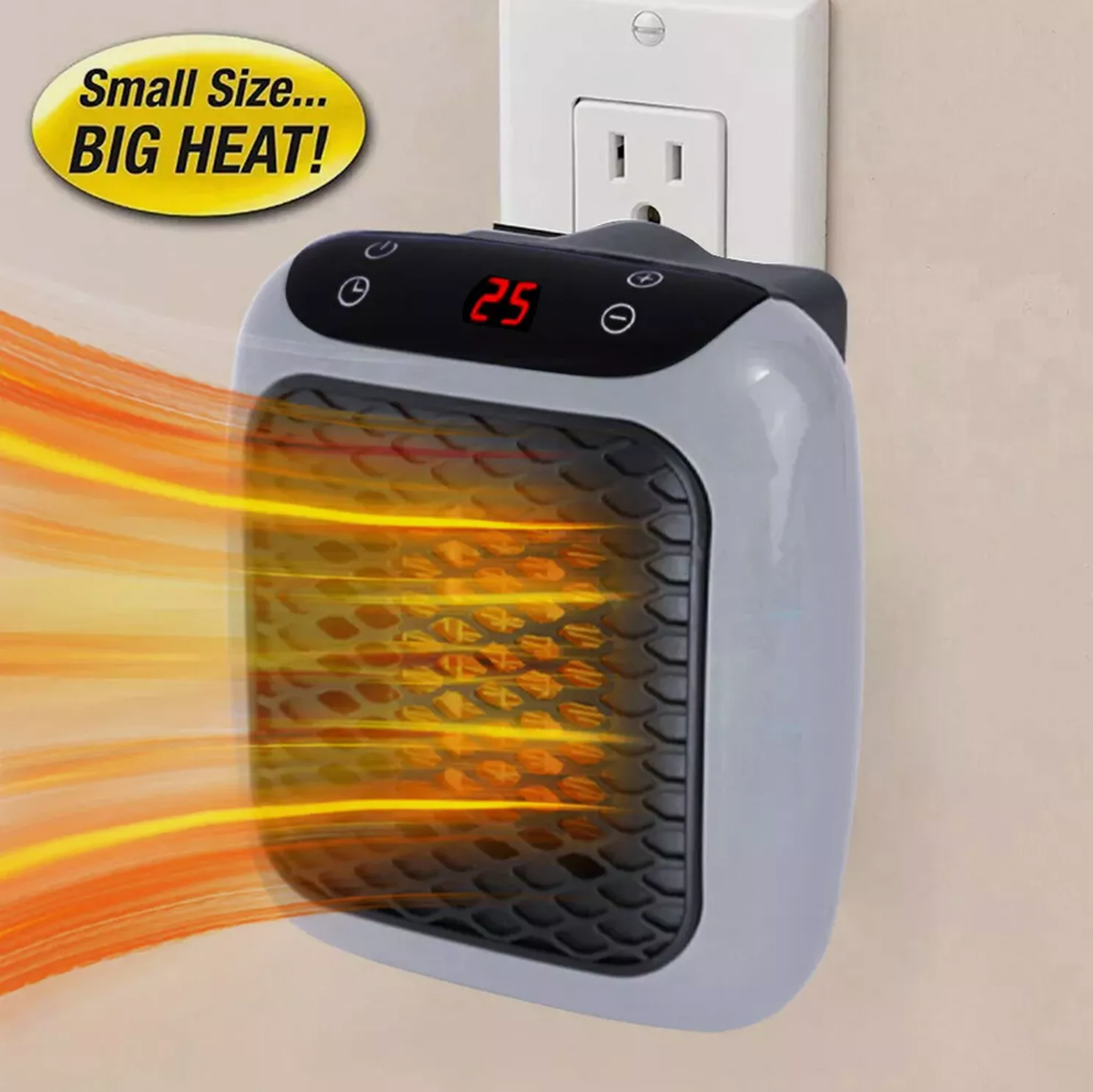 800W Space Heater Digital Electric Heater Wall Outlet US Plug Fan Home Warmer