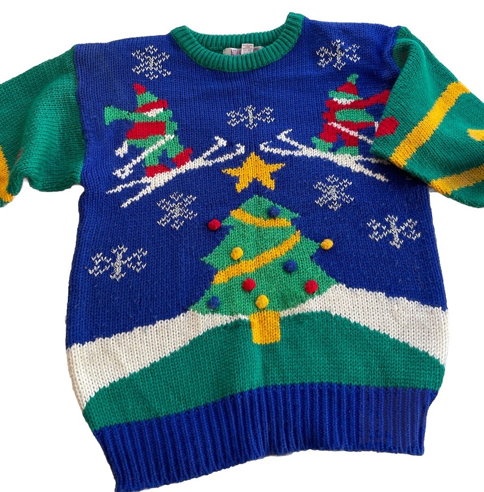 Vintage Adell Barre 80s Ugly Christmas Celebrate Sweater Acrylic Womens S RARE