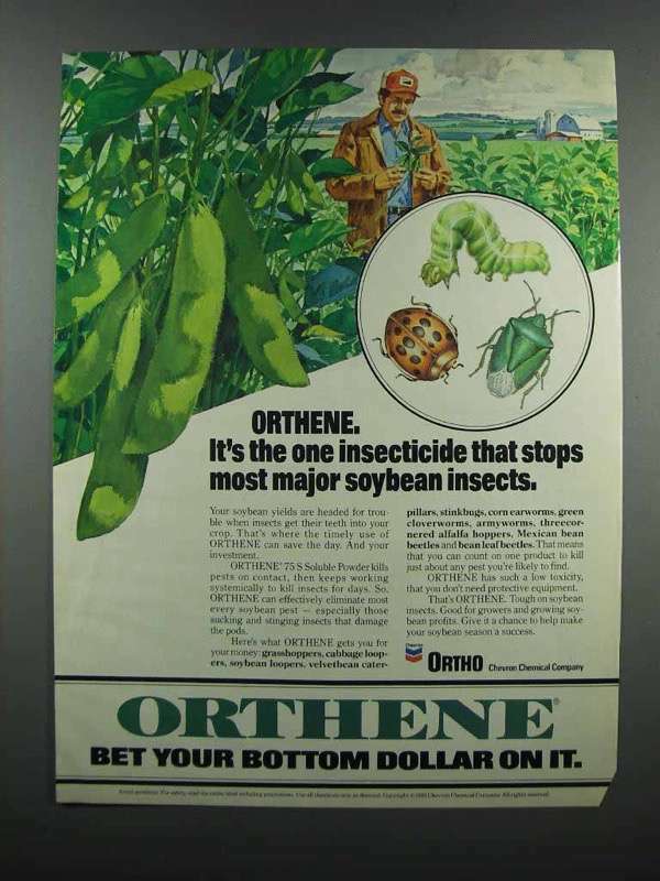1983 Ortho Orthene Ad - Stops Soybean Insects