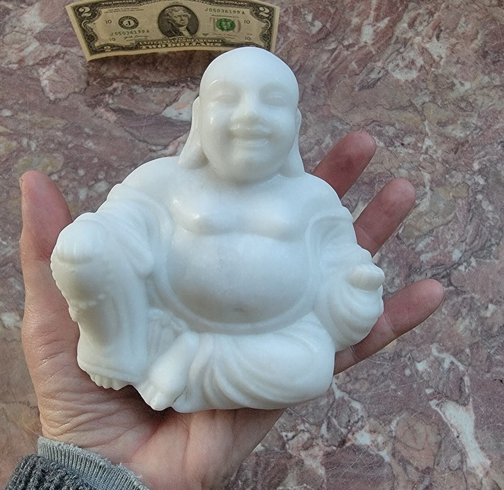 Vintage Carved Stone Sculpture BUDAI (Fat Buddha) - Alabaster? Marble?