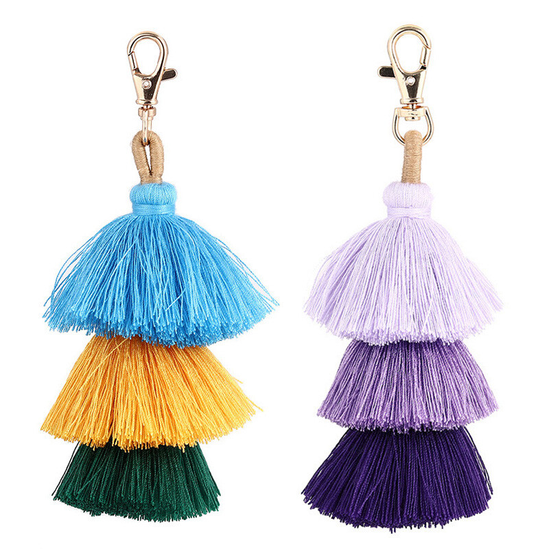 Colorful Tassel Keyring Holder with Chain for Bags and Gifts