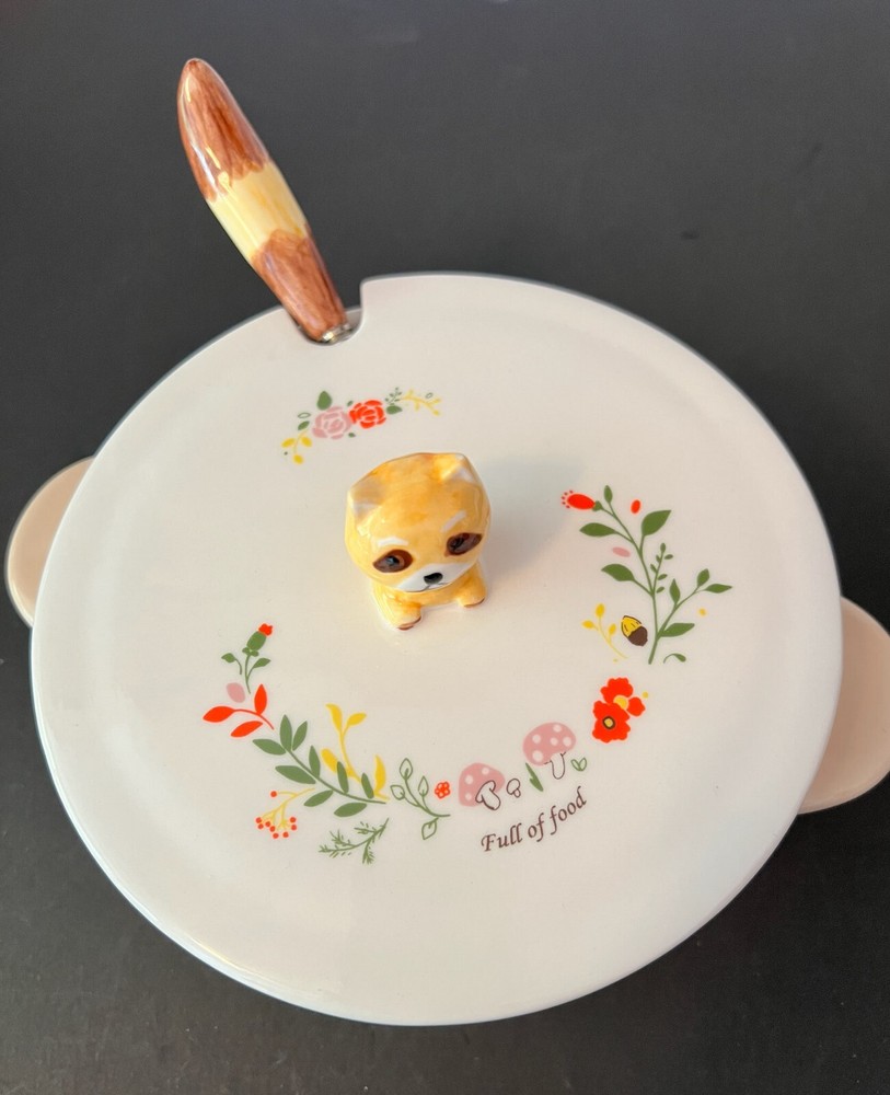 Raccoon-Shaped Lidded Casserole Bowl with Fork Tail – Fun Serving Dish for Kids & Adults