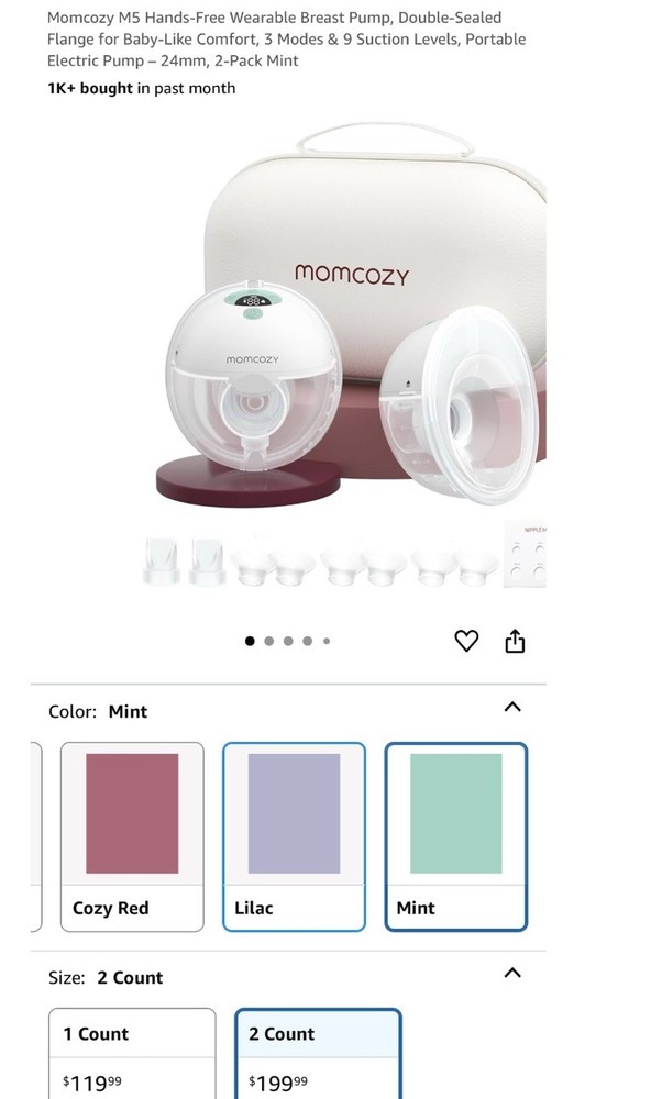 Momcozy M5 Hands-Free Wearable Breast Pump with Double-Sealed Flange for Comfortable Pumping