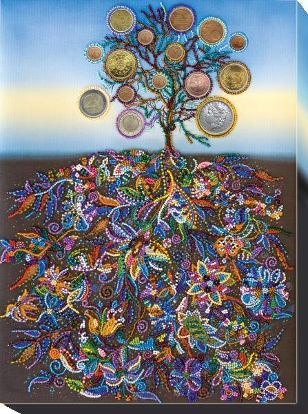 Bead embroidery kit Money Tree needlework kit Art canvas beadwork pattern