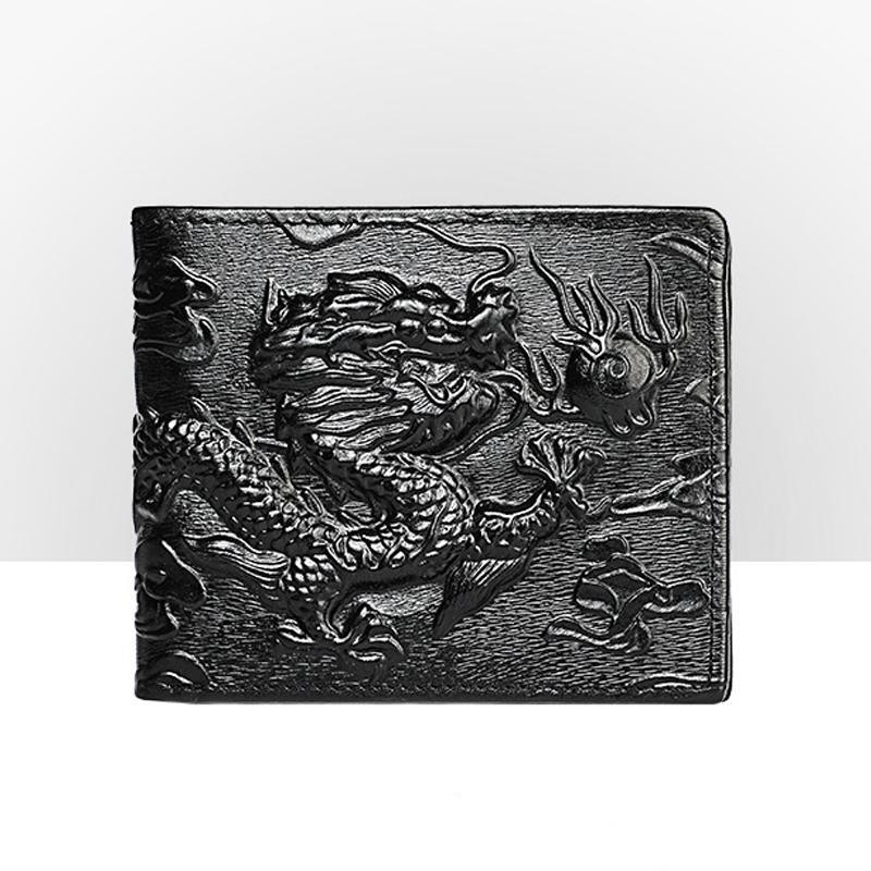 Slim Dragon Leather Wallet Multi Color Credit Card Holder for Men  