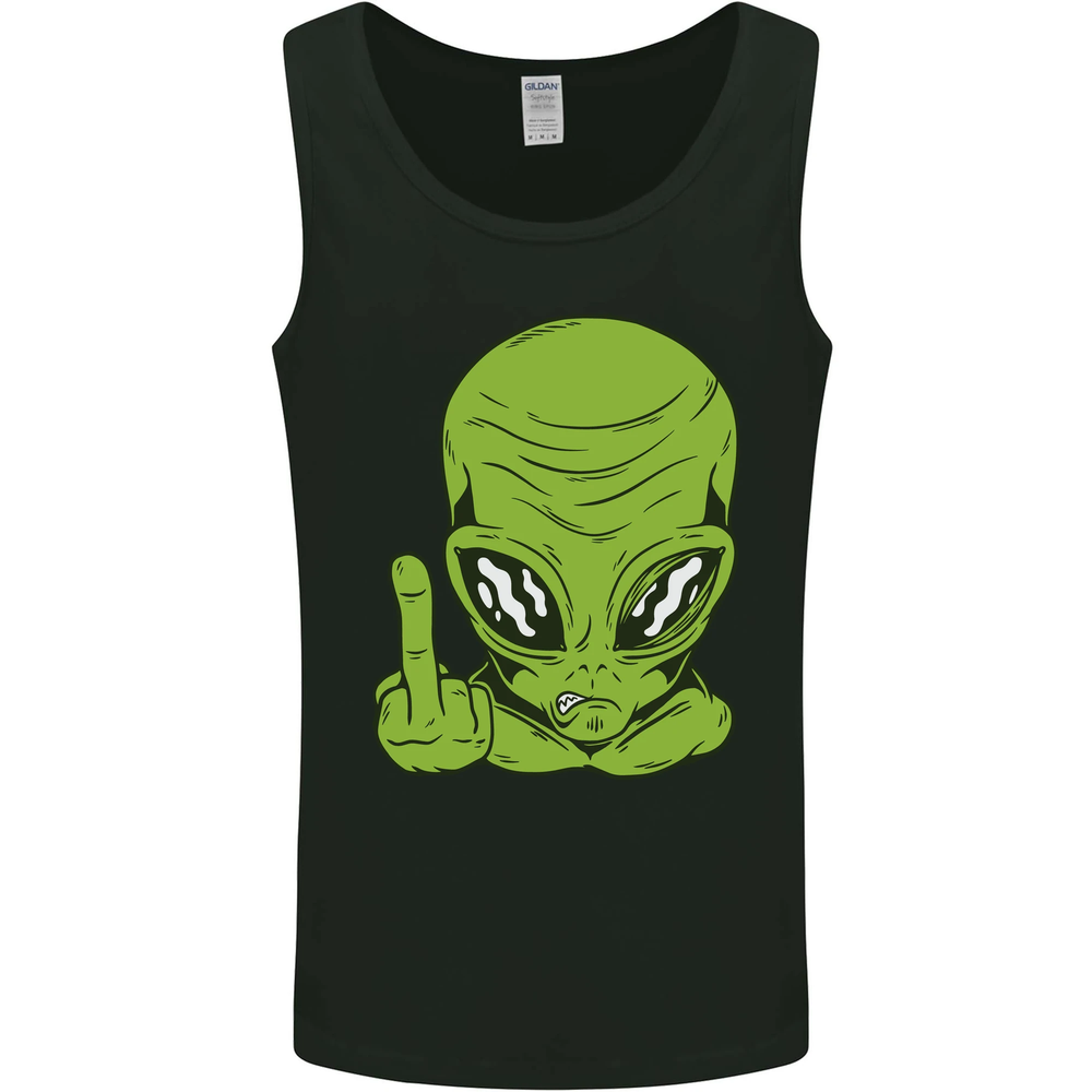 Angry Alien Finger Flip Funny Offensive Mens Vest Tank Top