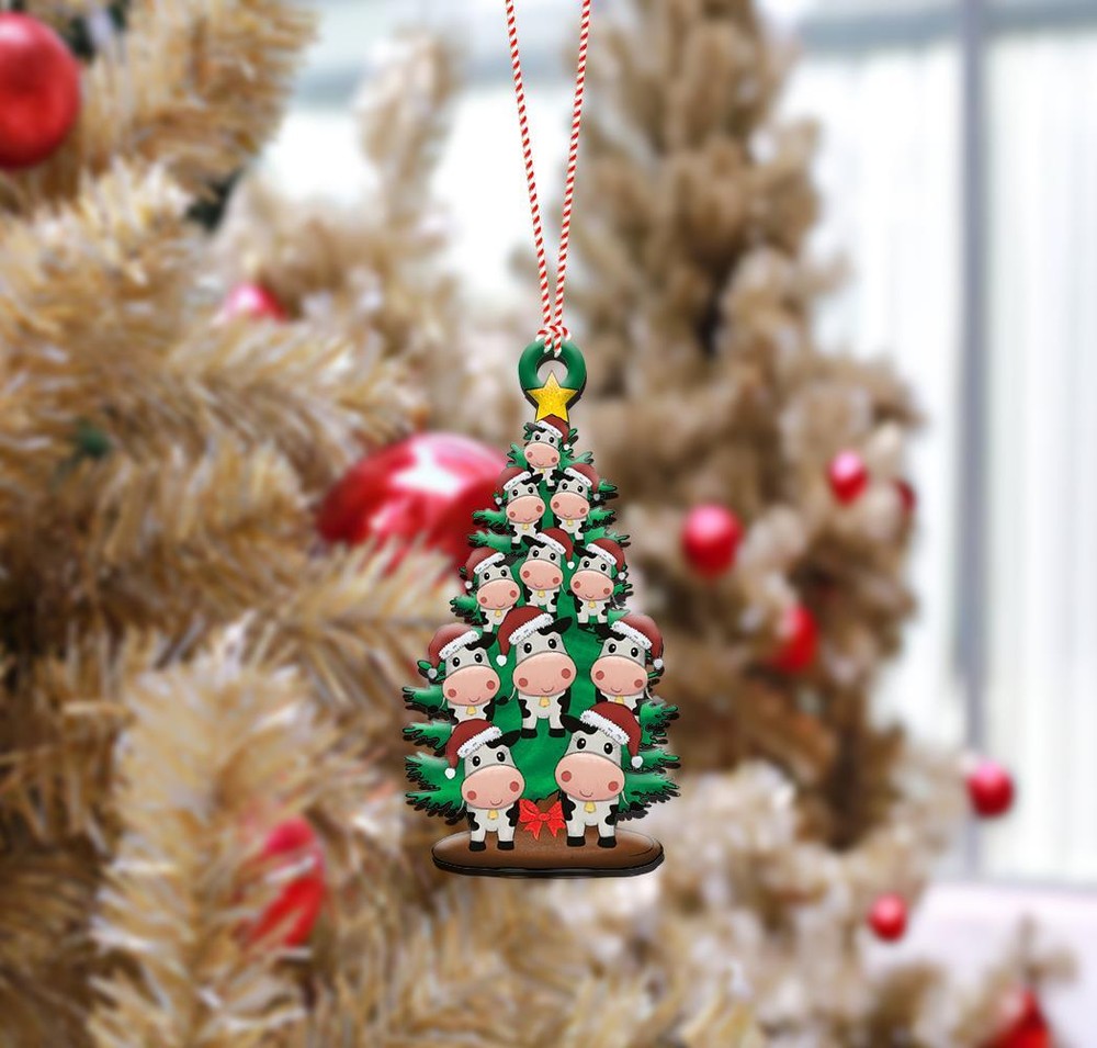 Cow Christmas Flat Ornament  Lovely Cow Xmas Ornament  Cow Car Ornament Gift