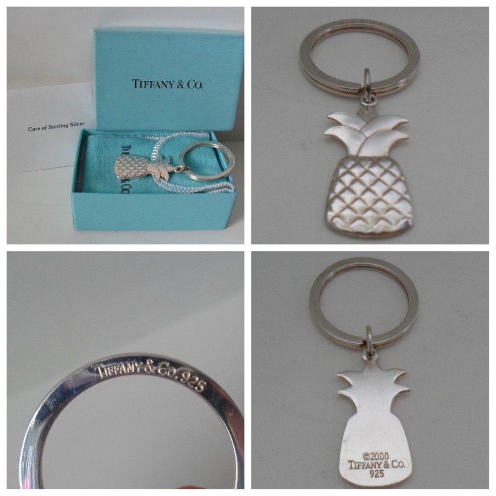 Tiffany & Co Pineapple Pendant Keyring Sterling Silver Ring & Pendant  Stunning!